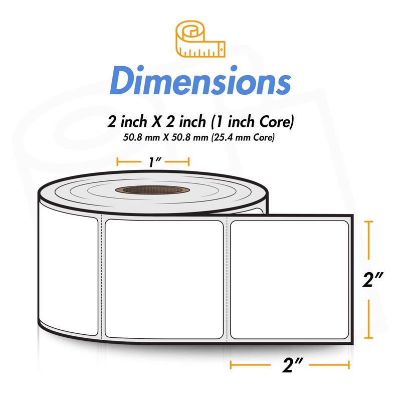 OfficeSmartLabels 2" x 2" Square Direct Thermal Label - Compatible with Rollo Label Printer & Zebra Desktop Printers â€“ 1â€ Core, Multipurpose Candle QR Barcode Sticker, Adhesive & Perforated - 4 Rolls, 750/Roll - Image 4